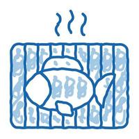 cocinar barbacoa pescado doodle icono dibujado a mano ilustración vector