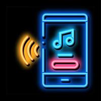 ilustración de icono de brillo de neón de aplicación de teléfono de música vector