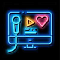 Karaoke on Computer neon glow icon illustration vector