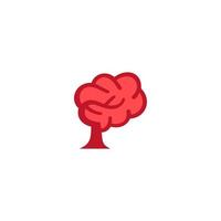 plantilla de logotipo de vector de árbol cerebral. logotipo de árbol estilizado hecho con cerebro.