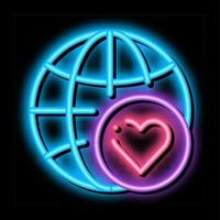 Earth Globe Love neon glow icon illustration vector