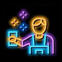 Human Cleaning neon glow icon illustration vector