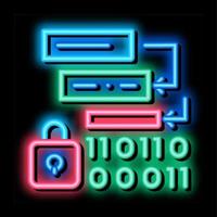 binary protection algorithm neon glow icon illustration vector
