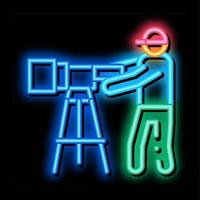 Human With Photo Camera neon glow icon illustration vector