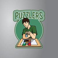 insignia de diseño de ilustración de puzzler vector