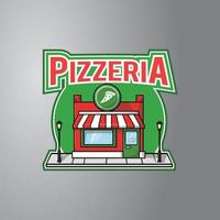 insignia de diseño de ilustración de pizzería vector