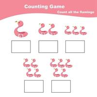 Counting summer items for preschool. Printable math worksheet. Math Game for Preschool. Vector file.