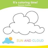 Coloring worksheet. Summer theme. Educational printable coloring worksheet. Vector file.