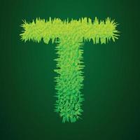 Grassy 3d illustration of letter t vector