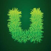 Grassy 3d illustration of small letter u vector