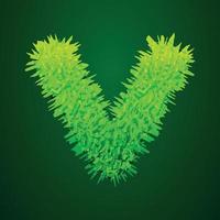 Grassy 3d illustration of small letter v vector