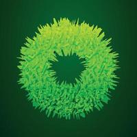 Grassy 3d illustration of small letter o vector