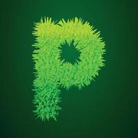 Grassy 3d illustration of small letter p vector