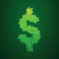 Grassy 3d illustration of dollar sign vector