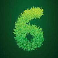 Grassy 3d illustration of number 6 vector