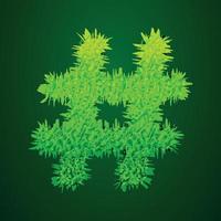 Grassy 3d illustration of hashtag vector