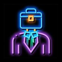 Businessman With Case Head neon glow icon illustration vector