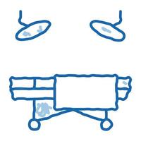 ilustración de dibujado a mano de icono de doodle de mesa quirúrgica vector