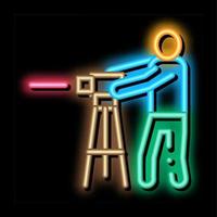 Worker Measuring Landscape neon glow icon illustration vector