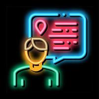 Human Talking About Location neon glow icon illustration vector