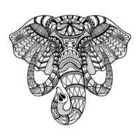 elefante, cabeza, mandala, vector, ilustración vector