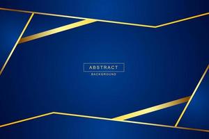 Vector triangle shape on abstract blue background with gold line