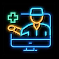 Online Doctor neon glow icon illustration vector