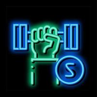 Hand Dumbbell neon glow icon illustration vector