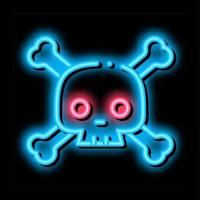 Cross Bones Skull neon glow icon illustration vector