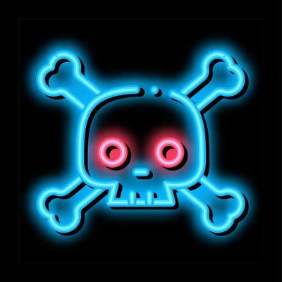 Cross Bones Skull neon glow icon illustration
