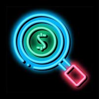 Magnifier Money neon glow icon illustration vector