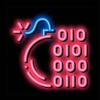 Binary Code Bomb neon glow icon illustration vector