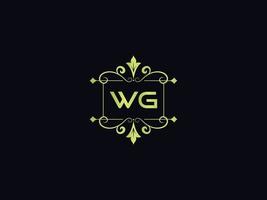 icono de logotipo wg de tipografía, logotipo de letra colorido de lujo wg único vector