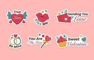 Valentine Chat Stickers Set vector