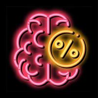 Brain Percentage neon glow icon illustration vector