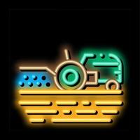 Tractor On Field neon glow icon illustration vector