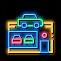 ilustración de icono de brillo de neón de tienda de concesionario de automóviles vector