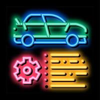 ilustración de icono de brillo de neón de engranaje de característica de coche vector