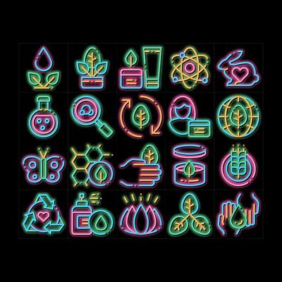 Organic Cosmetics Vector neon glow icon illustration