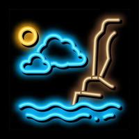 Night Sea neon glow icon illustration vector
