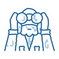 forester looking binoculars doodle icon hand drawn illustration vector