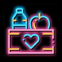 Volunteers Support Food Box neon glow icon illustration vector