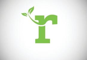 letra inicial r y logotipo de hoja. concepto de logotipo ecológico. logotipo vectorial moderno para negocios ecológicos e identidad empresarial vector