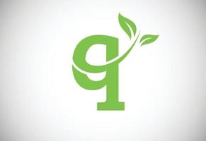 letra inicial q y logotipo de hoja. concepto de logotipo ecológico. logotipo vectorial moderno para negocios ecológicos e identidad empresarial vector