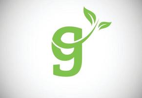 letra inicial g y logotipo de hoja. concepto de logotipo ecológico. logotipo vectorial moderno para negocios ecológicos e identidad empresarial vector