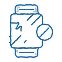 watch broken glass doodle icon hand drawn illustration vector