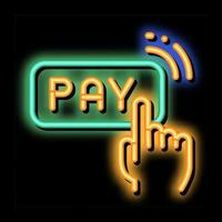 One Click Touch Payment neon glow icon illustration vector