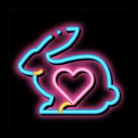 Animal Rabbit And Heart neon glow icon illustration