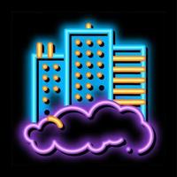 Building Skyscraper And Smog neon glow icon illustration vector