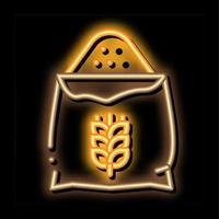 bolsa de harina de trigo natural ilustración de icono de brillo de neón vector